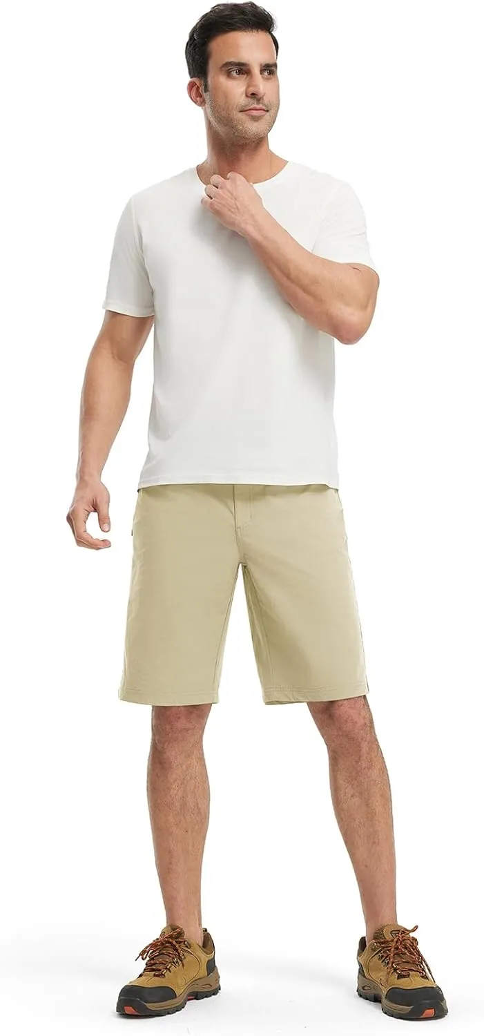 BGOWATU Men's Golf Shorts Stretch Casual Dress Work Shorts Hiking Shorts with 4 Pockets 11 Inch Inseam Lightweight