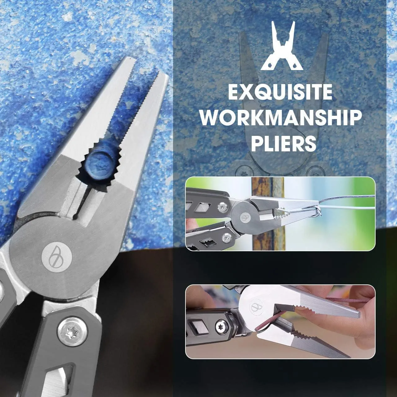 BIBURY Multitool Pliers, 21-in-1 Titanium Multi-Purpose Pocket Knife Pliers with Screwdriver Sleeve, 420 Durable Stainless Steel Multi-Plier Multi Tool for Survival, Camping, Hunting, Fishing, Hiking