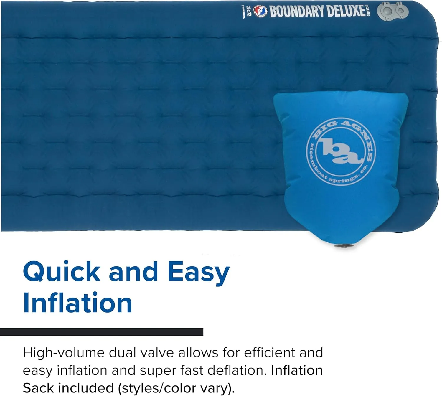 Big Agnes, Boundary Deluxe, Insulated Sleeping Pad, Regular, Gibraltar Sea, (20X72)