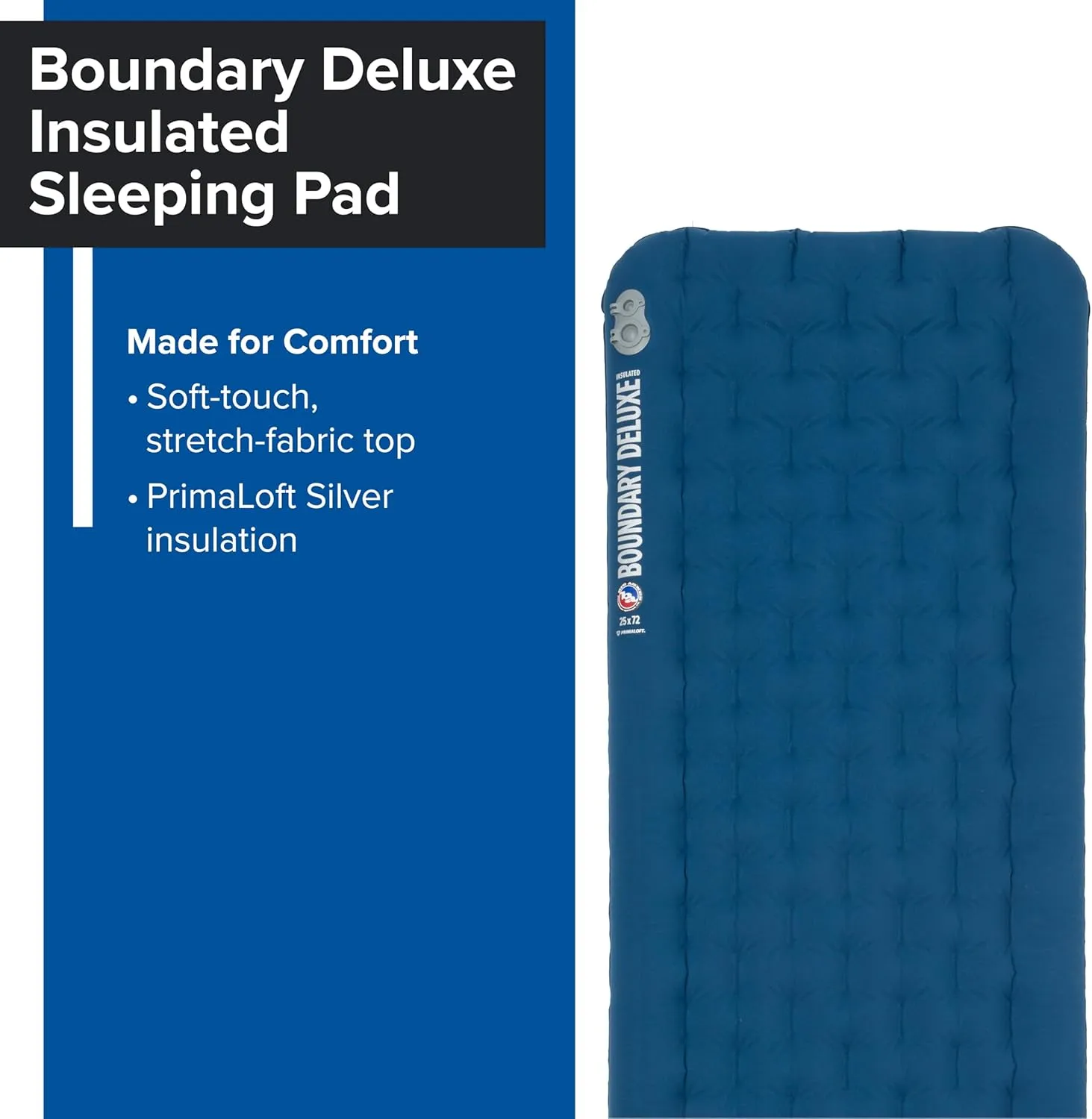 Big Agnes, Boundary Deluxe, Insulated Sleeping Pad, Regular, Gibraltar Sea, (20X72)