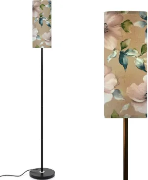Big flower Seamless watercolor floral pattern flowers elements green Modern Floor Lamp Minimalist Standing Lamps for Living Room LED Corner Lamp Remote Control Metal Pole Lamp for Bedroom, Reading