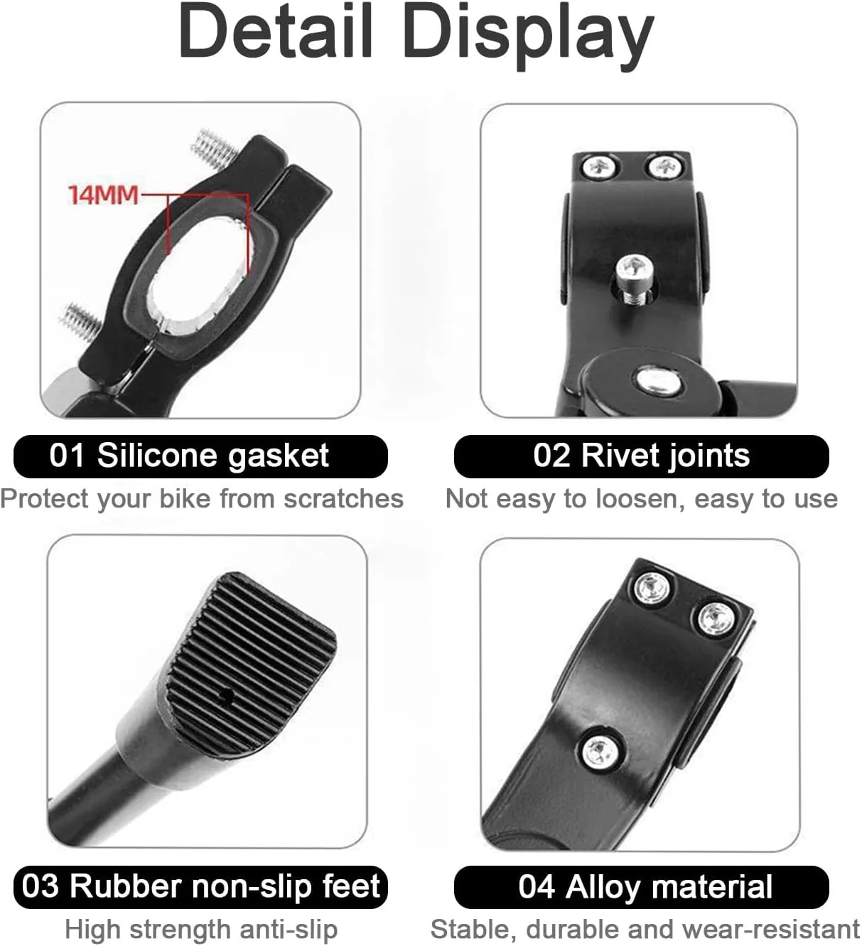 Bike Kickstand for Orbea Berria 2018, Adjustable Bicycle Kickstand, Suit Mountain Bike, Concealed Spring-Loaded Latch, Aluminum Rear Side Bicycle Stand,C