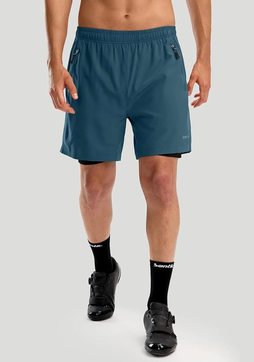 Bikewa Men's Mountain Bike Shorts 3D Padded Loose-fit Riding Biking Cycling Bicycle Biker Shorts for Men Zipper Pockets
