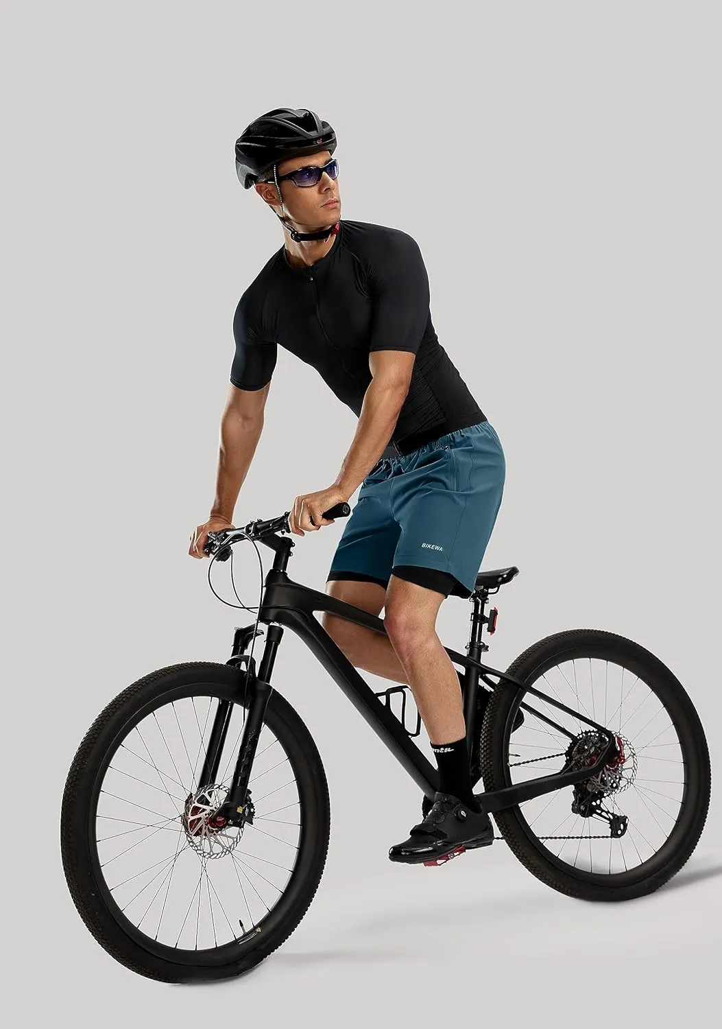 Bikewa Men's Mountain Bike Shorts 3D Padded Loose-fit Riding Biking Cycling Bicycle Biker Shorts for Men Zipper Pockets