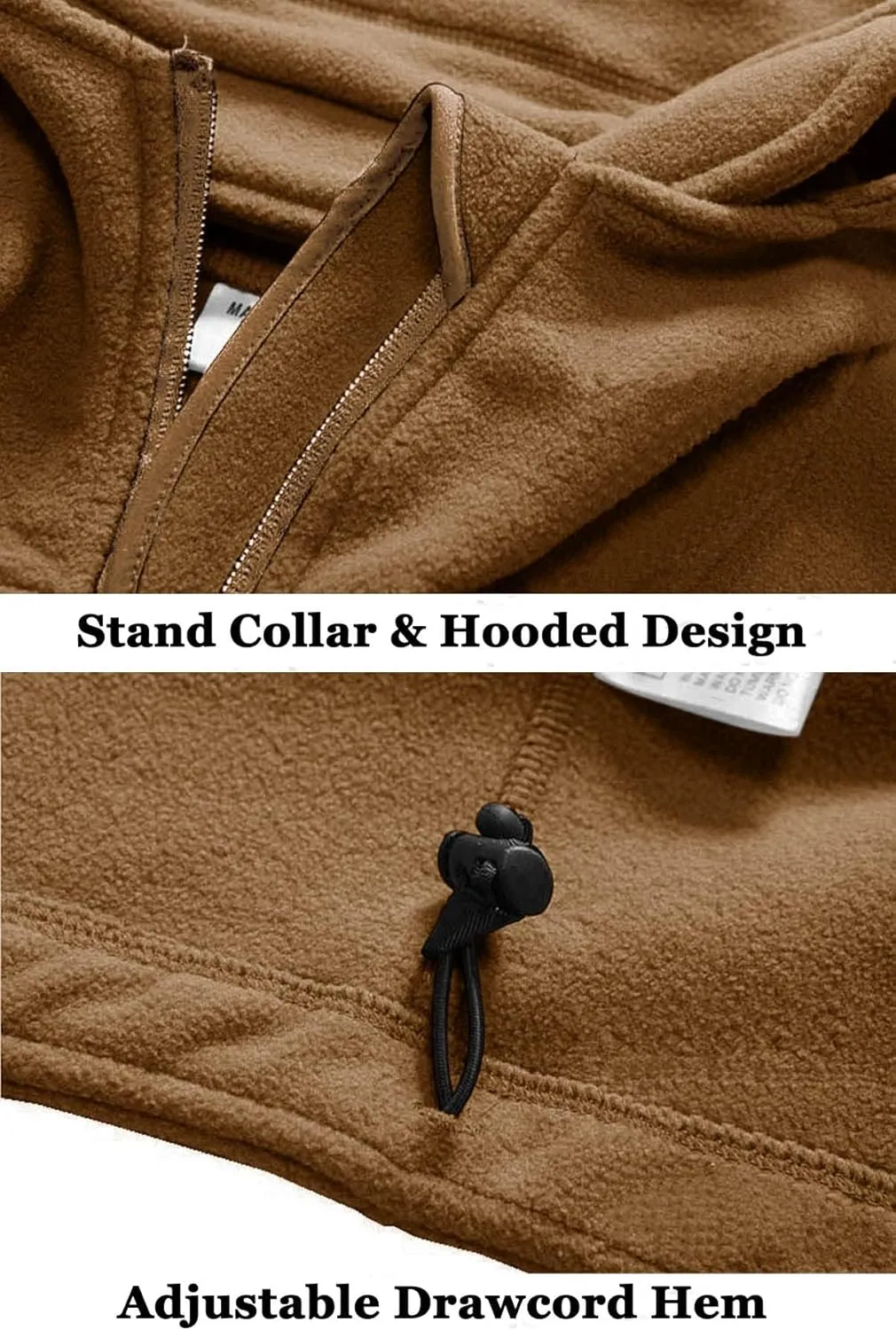 BIYLACLESEN Men's Winter Fleece Jackets Hooded Warm Military Tactical Coats Sport Outdoor Fleece Jacket Coats