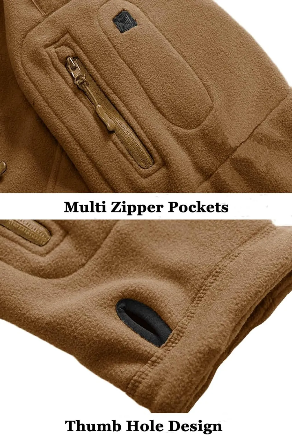 BIYLACLESEN Men's Winter Fleece Jackets Hooded Warm Military Tactical Coats Sport Outdoor Fleece Jacket Coats