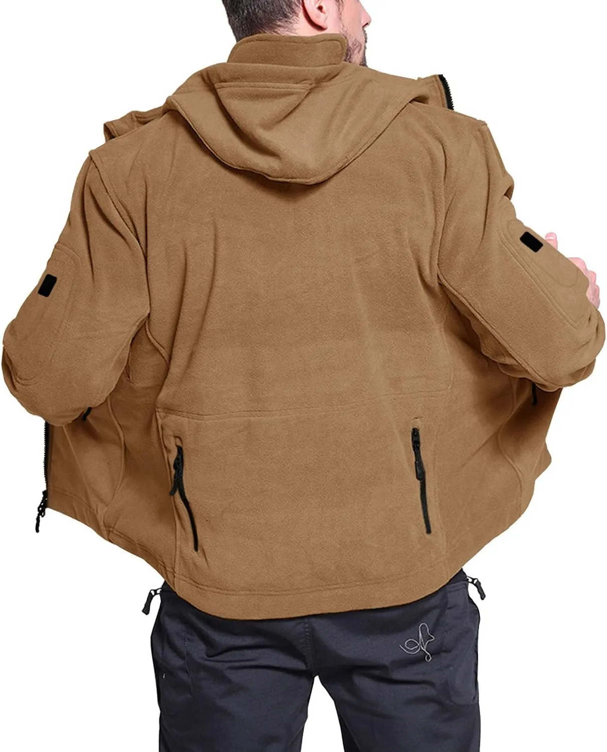 BIYLACLESEN Men's Winter Fleece Jackets Hooded Warm Military Tactical Coats Sport Outdoor Fleece Jacket Coats