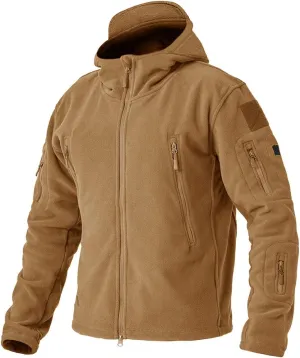 BIYLACLESEN Men's Winter Fleece Jackets Hooded Warm Military Tactical Coats Sport Outdoor Fleece Jacket Coats
