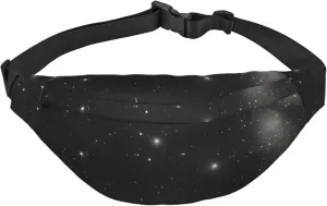 Black And White Galaxy Men'S And Women'S Waist Pack, Crossbody Bag With Adjustable Belt For Running, Traveling, Sports, Hiking