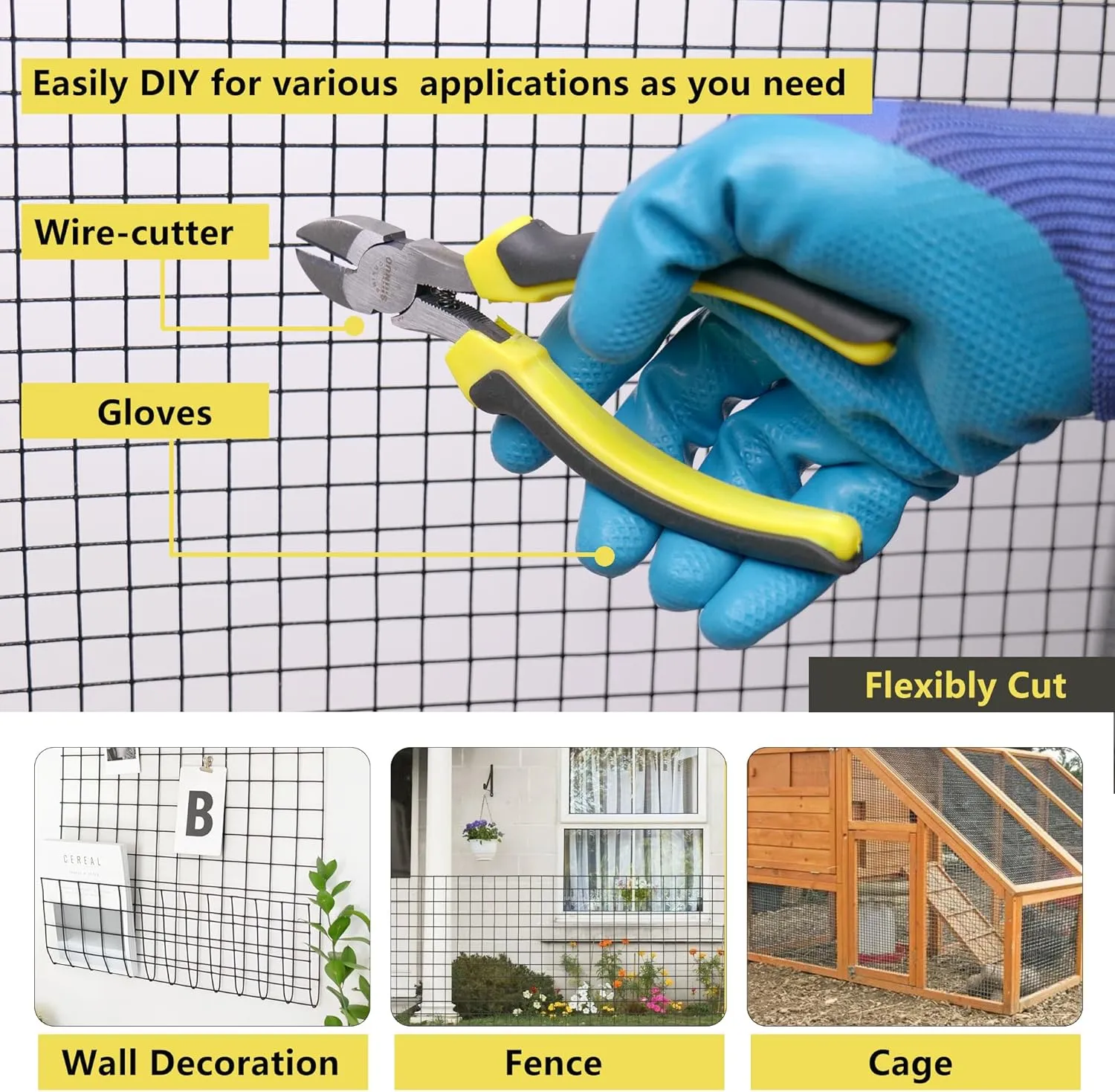 Black Hardware Cloth 1/2 inch 48 x 100 ft 19 Gange PVC Coated Wire Mesh Roll Black Chicken Wire Mesh Fencing Garden Fencing Snake Fence Welded Wire Mesh Fene Roll Gopher Wire mesh