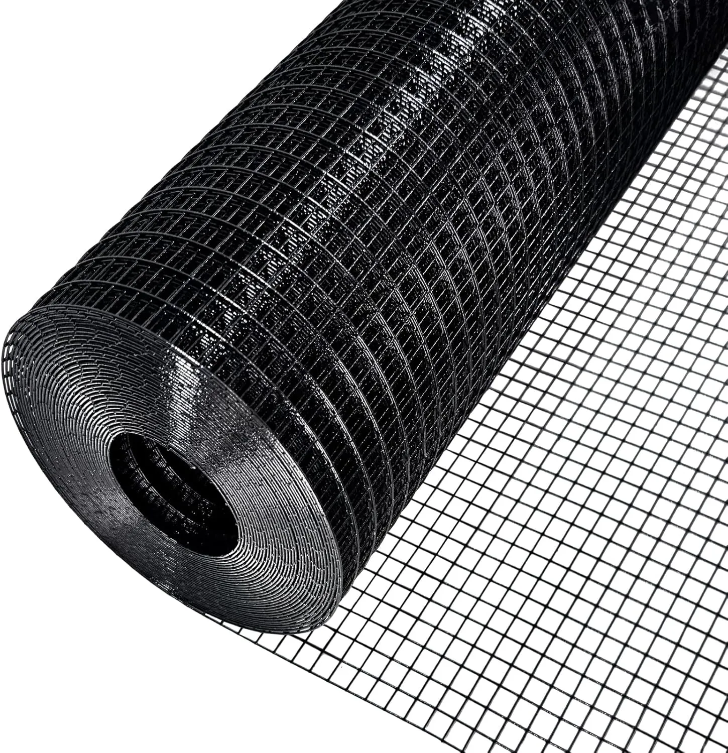 Black Hardware Cloth 48'' x 50' 1/2 inch Mesh 19 Gauge - PVC Coating Wire Mesh Rolls Vinyl Coated Wire Fence Roll Garden Fencing Chicken Run Mesh Screen