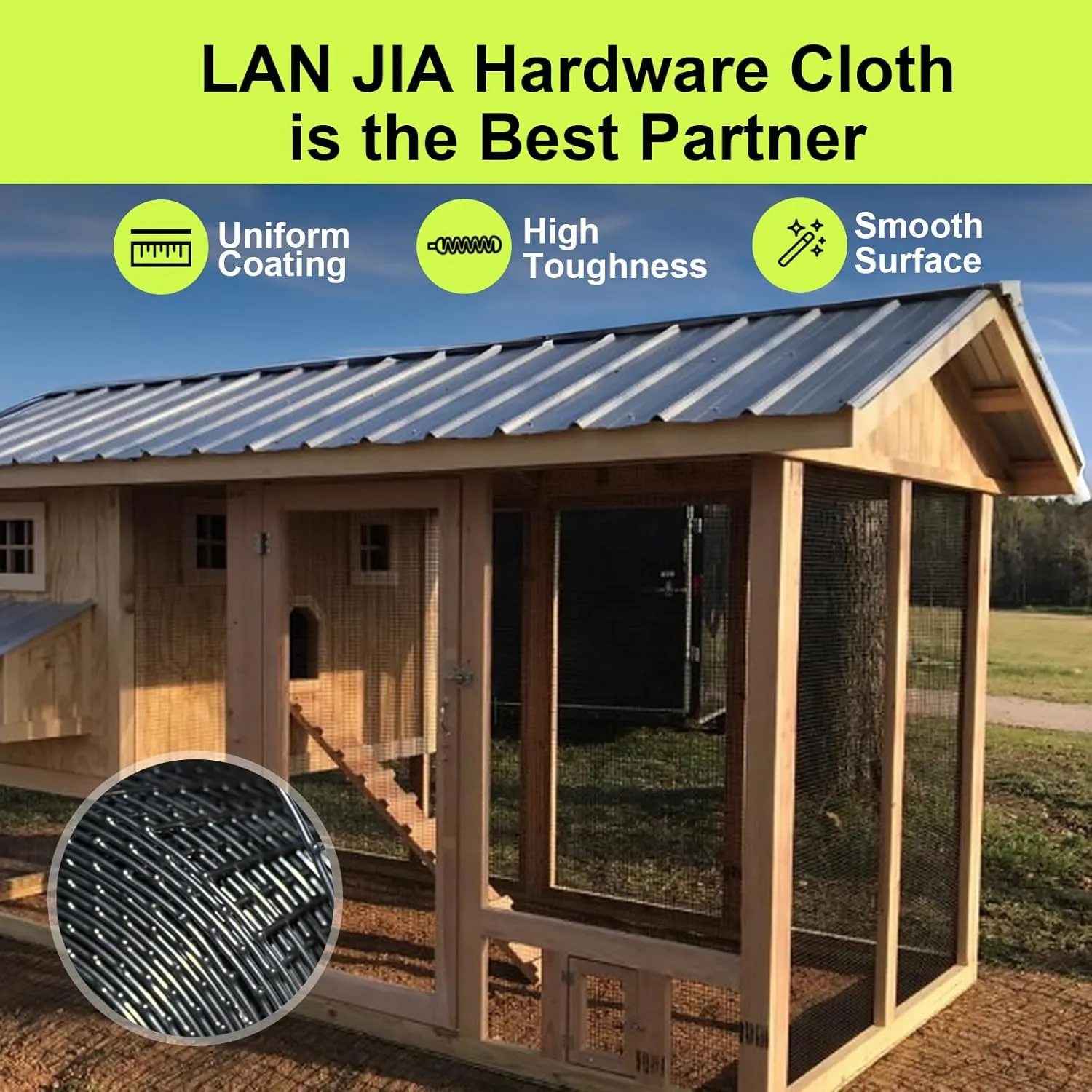Black Hardware Cloth 48'' x 50' 1/2 inch Mesh 19 Gauge - PVC Coating Wire Mesh Rolls Vinyl Coated Wire Fence Roll Garden Fencing Chicken Run Mesh Screen