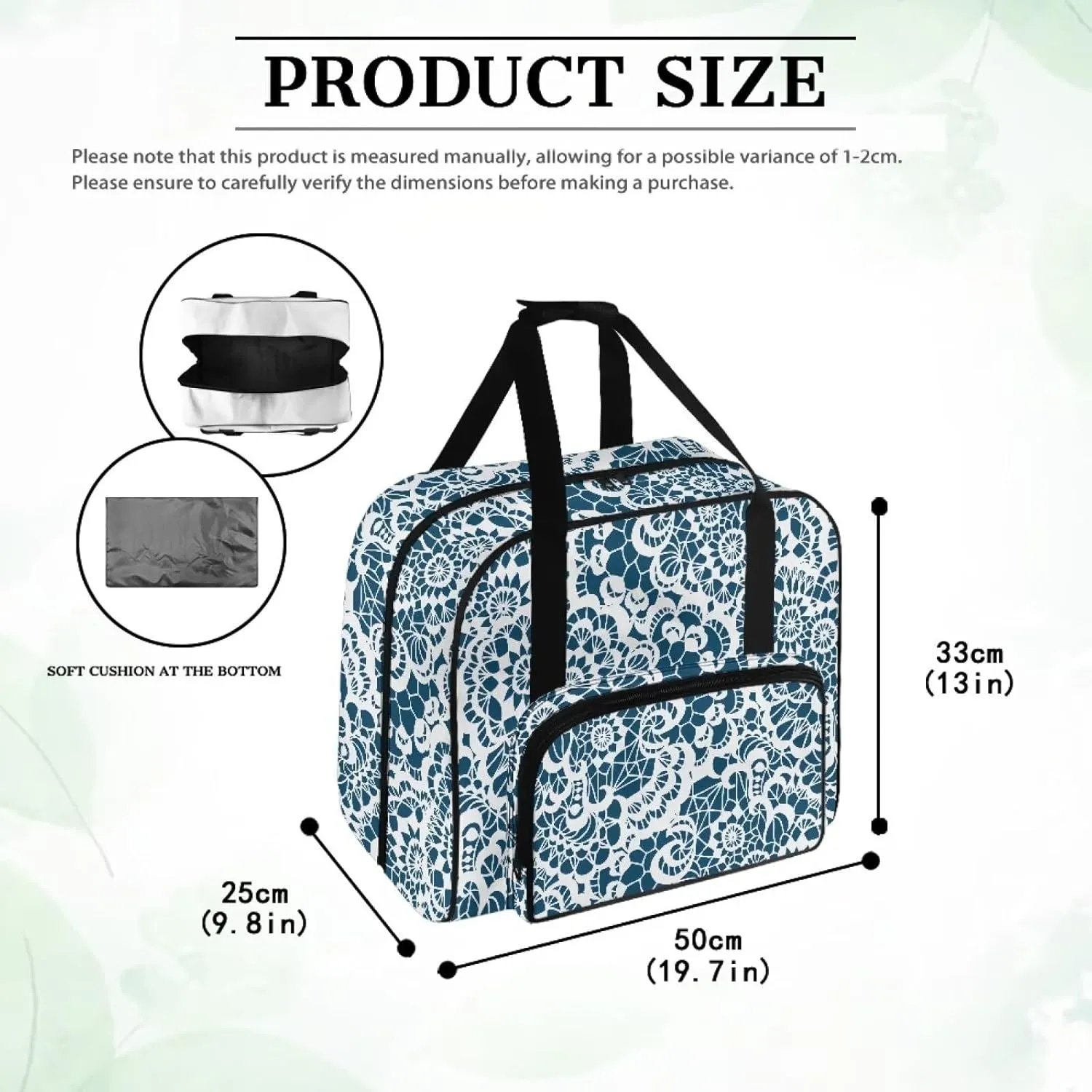 Blue Mandala Stripes Travel Sewing Machine Case Tote Bag for Sewing Machine with Top Handle for Most Standard Singer, Brother Dust Proof and Easy to Use