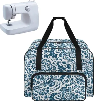 Blue Mandala Stripes Travel Sewing Machine Case Tote Bag for Sewing Machine with Top Handle for Most Standard Singer, Brother Dust Proof and Easy to Use