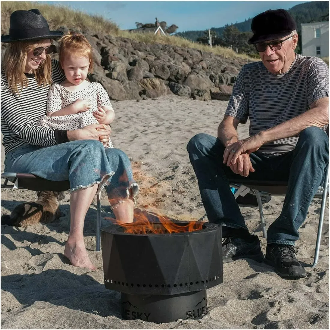 Blue Sky Outdoor Living Ridge Portable Fire Pit, Portable Smokeless Fire Pit with Carrying Bag, Black