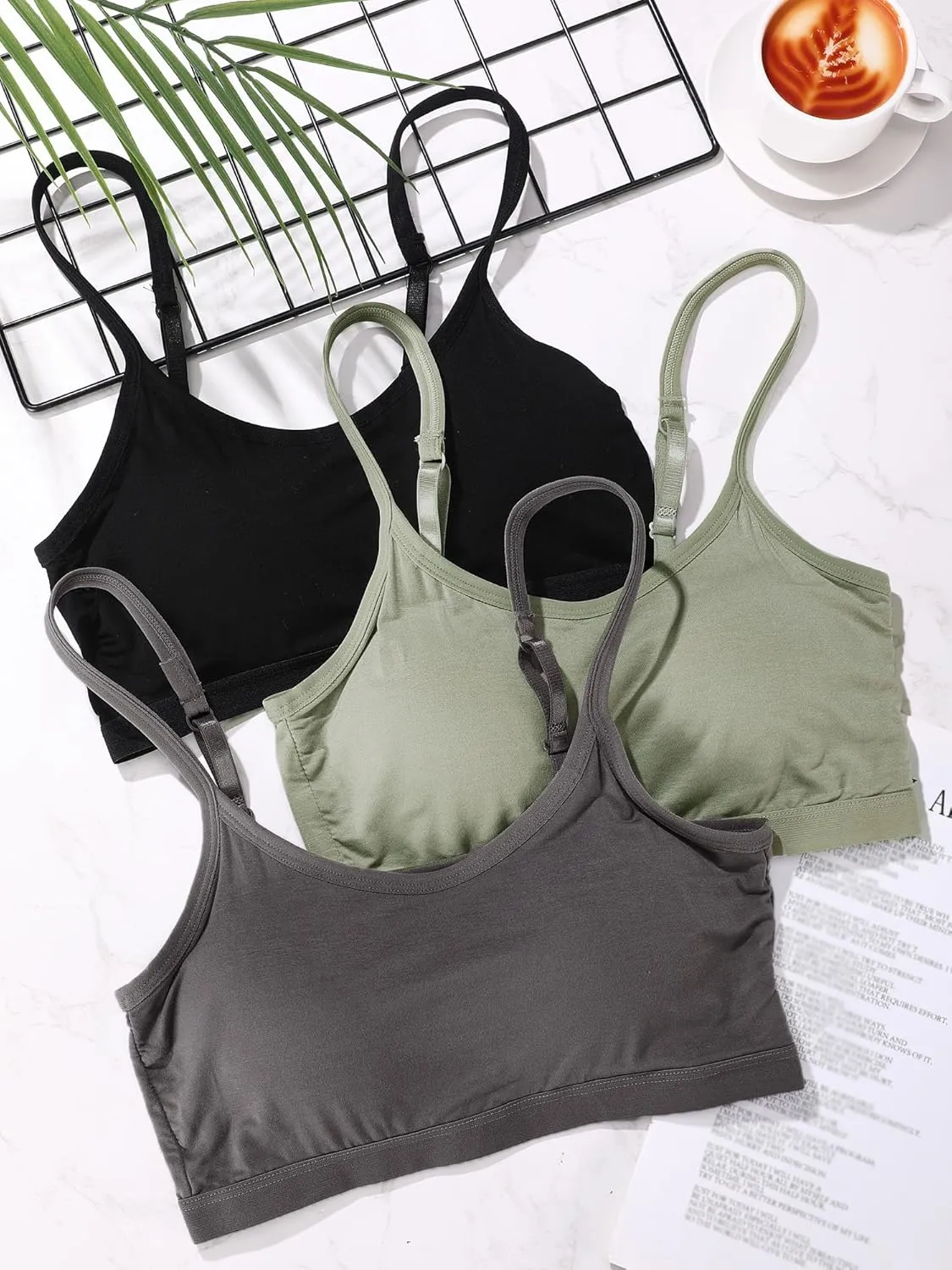 Blulu Mini Camisole Bra Wireless Padded Bra with Adjustable Straps for Women Girls