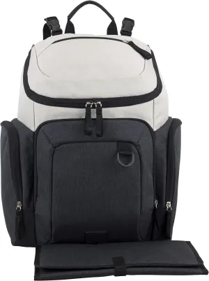 BODHI Baby Tech Top Loader Diaper Bag Backpack with removable changing pad, Unisex, for Moms and Dads - Oatmeal/Black Combo Chambray