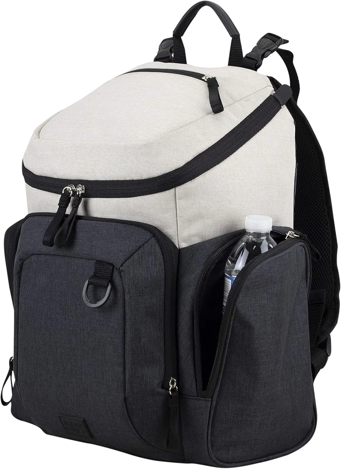BODHI Baby Tech Top Loader Diaper Bag Backpack with removable changing pad, Unisex, for Moms and Dads - Oatmeal/Black Combo Chambray