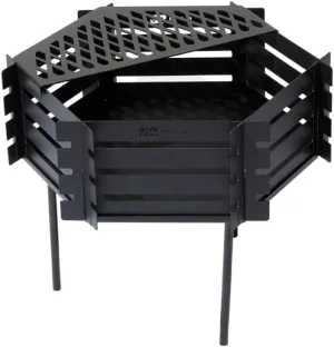 Bonfire Stand - Yagura - Wood-Burning Iron Stylish Compact Design with Grate Camp Bonfire Stand Folding Campfire Solo Family Camping