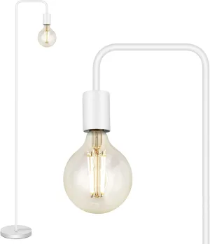 BoostArea Floor Lamp, White Industrial Floor Lamp, 63In Standing Lamp, E26 Socket, On/Off Footswitch, Whole Metal, ETL Listed, Modern Small Lamp for Bedroom, Living Room, Minimalist, Vintage, Mid-Age