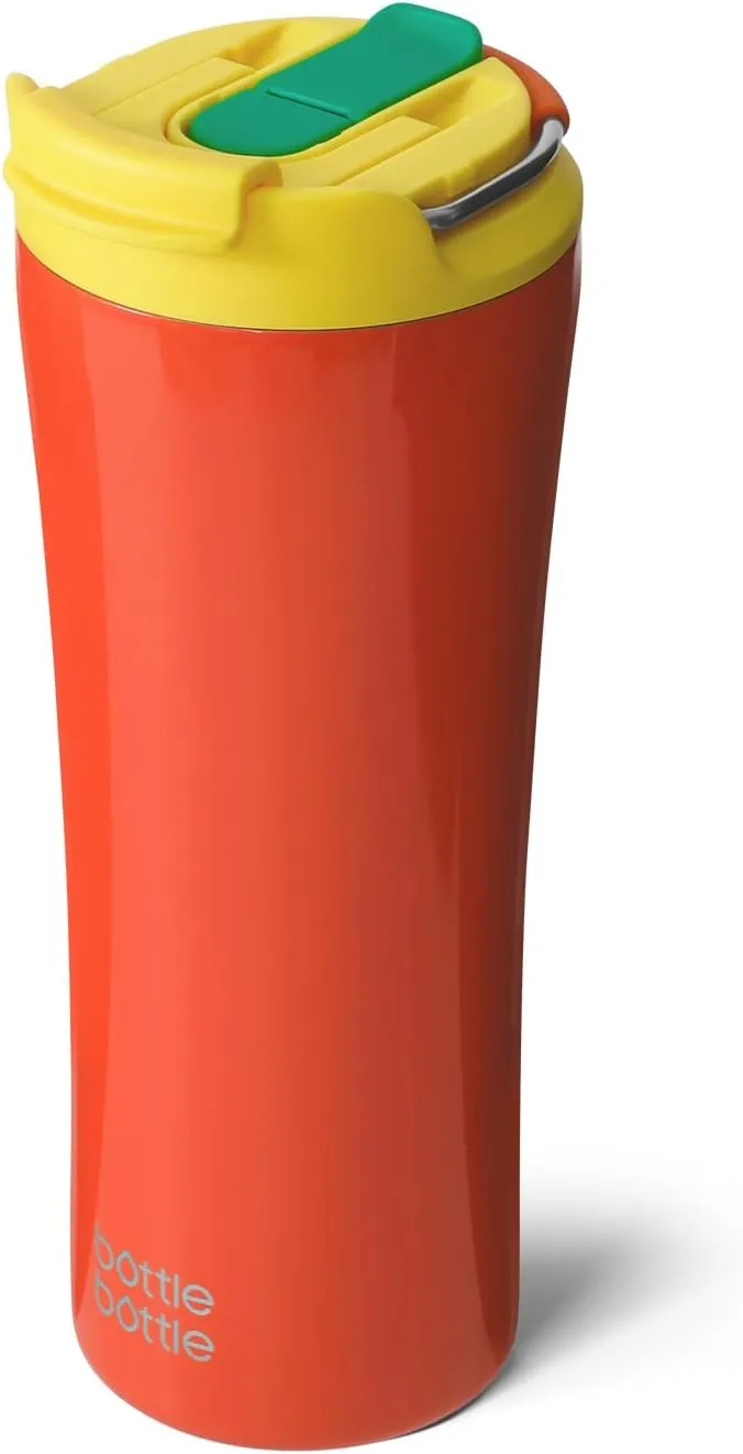 BOTTLE BOTTLE Insulated Coffee Tumblers with Dual-use Lid and Straw Double Walled Iced Travel Coffee Mug for Woman and Man 18 oz Stainless Steel Tumbler with Handle(Sunrise)