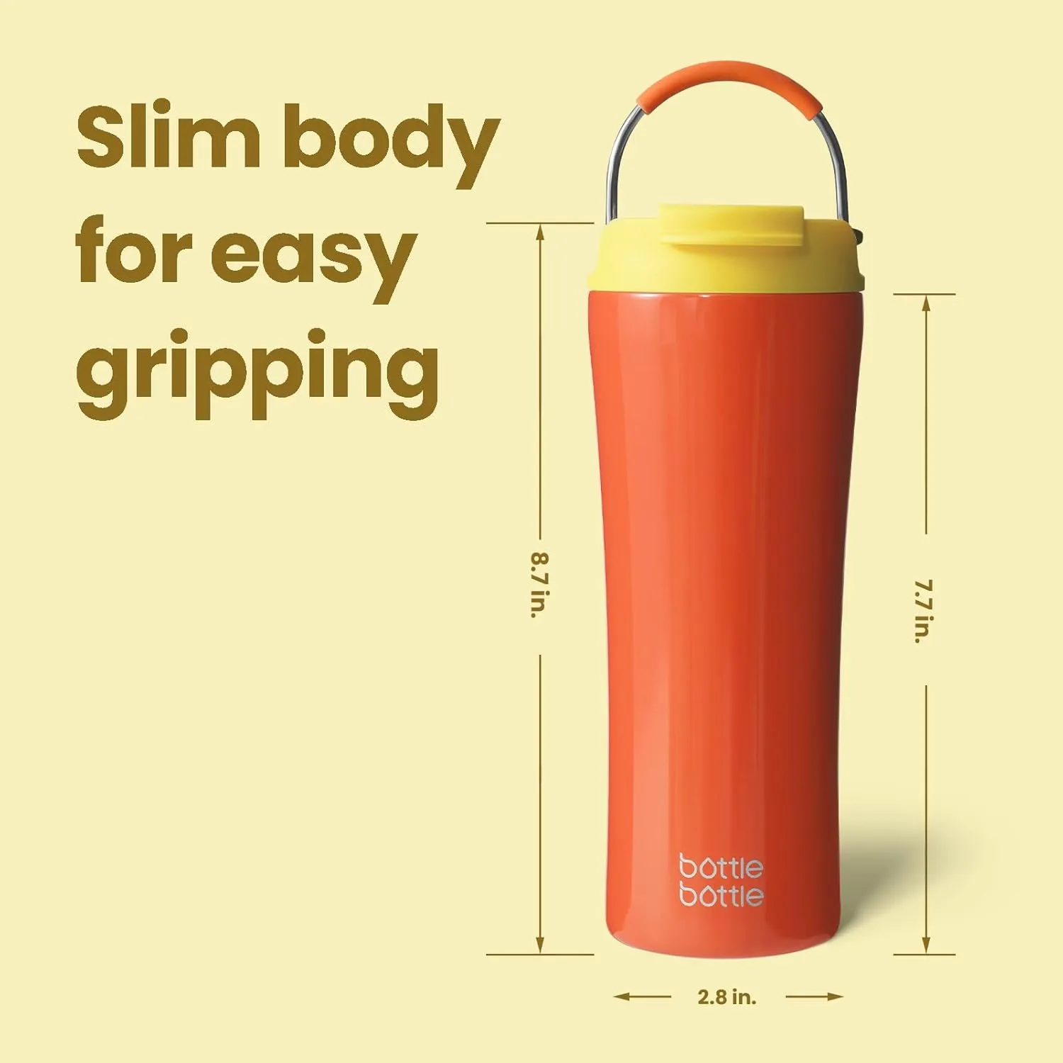 BOTTLE BOTTLE Insulated Coffee Tumblers with Dual-use Lid and Straw Double Walled Iced Travel Coffee Mug for Woman and Man 18 oz Stainless Steel Tumbler with Handle(Sunrise)