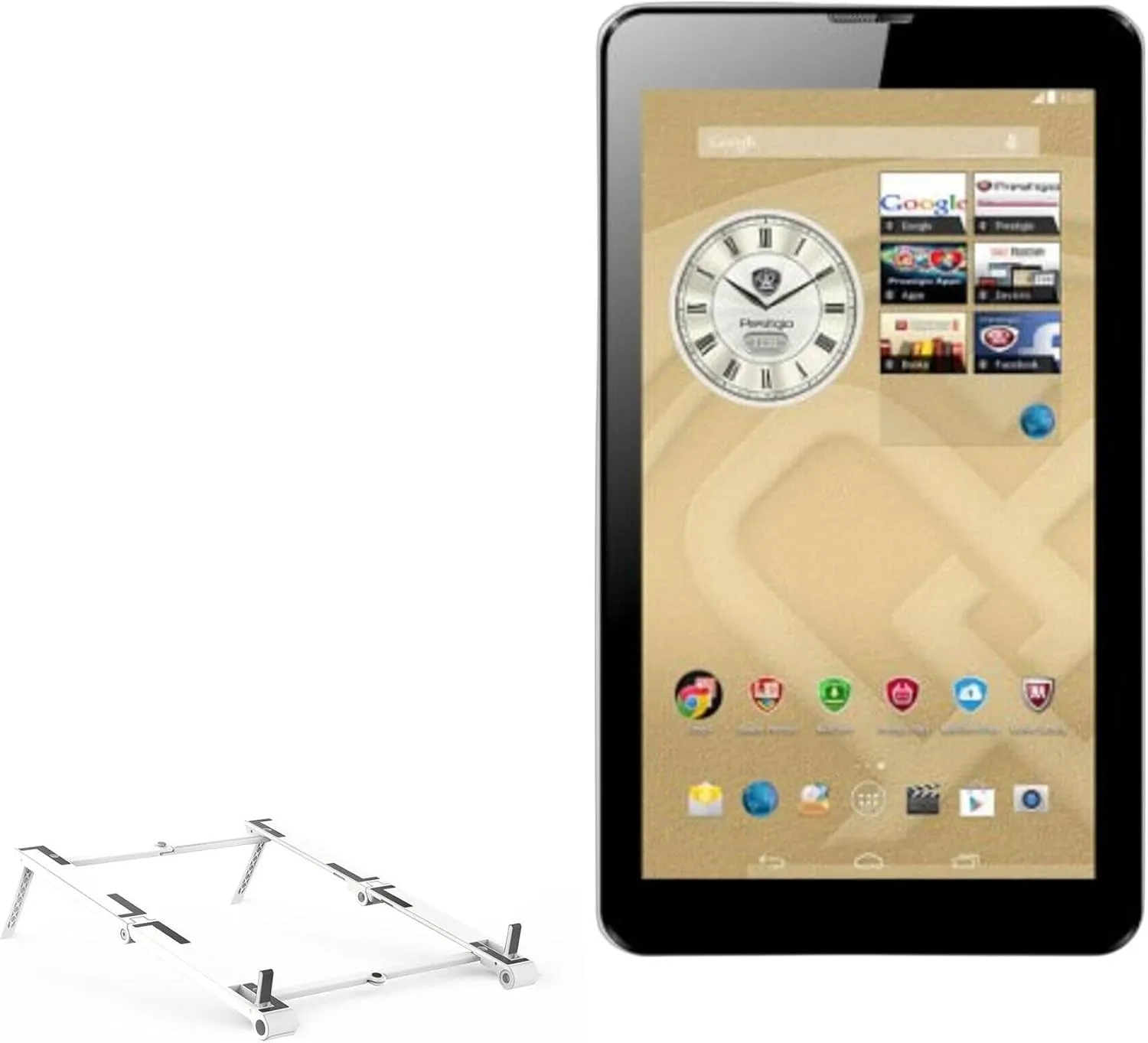 BoxWave Stand and Mount Compatible with Prestigio MultiPad Wize 3047 3G - Pocket Aluminum Stand 3-in-1, Portable Multi Angle Viewing Riser - Metallic Silver
