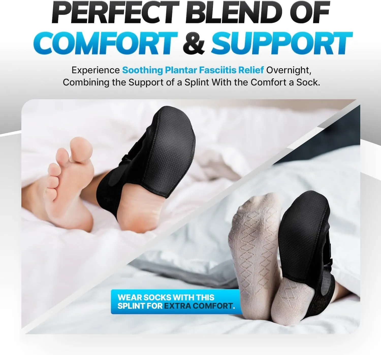 BraceAbility Plantar Fasciitis Night Splint Sock - Soft Plantar Fascia Brace for Sleeping, Achilles Tendonitis, Foot Drop, Heel Pain - Plantar Fasciitis Relief Night Splint for Women and Men (X-Small)