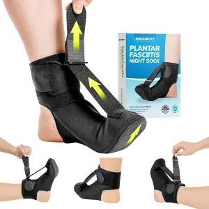 BraceAbility Plantar Fasciitis Night Splint Sock - Soft Plantar Fascia Brace for Sleeping, Achilles Tendonitis, Foot Drop, Heel Pain - Plantar Fasciitis Relief Night Splint for Women and Men (X-Small)