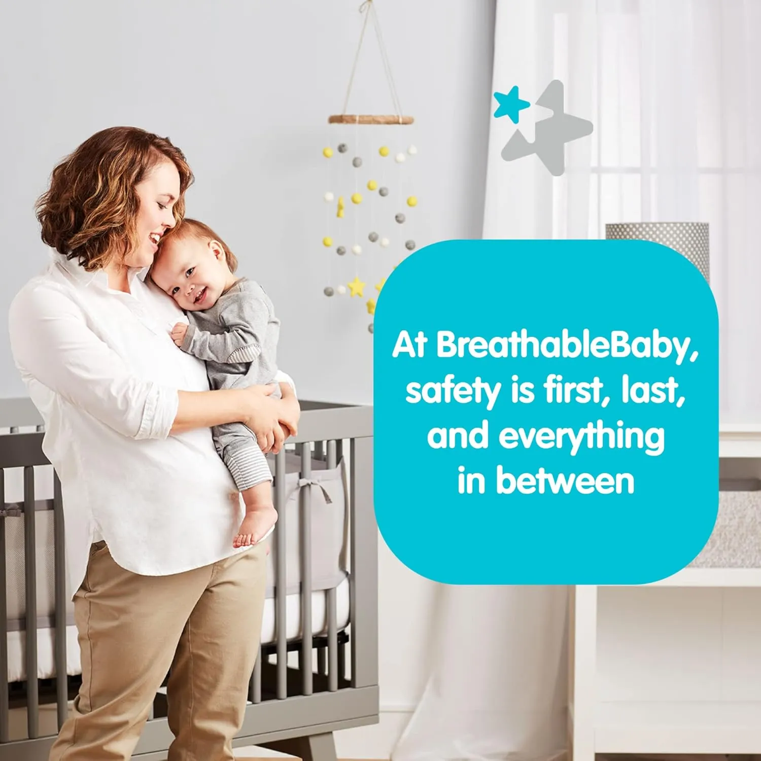 Breathable Mesh Liner for Full-Size Cribs, 9" H (23cm) Essential 2mm Mesh, Gray (Size 4FS Covers 3 or 4 Sides)