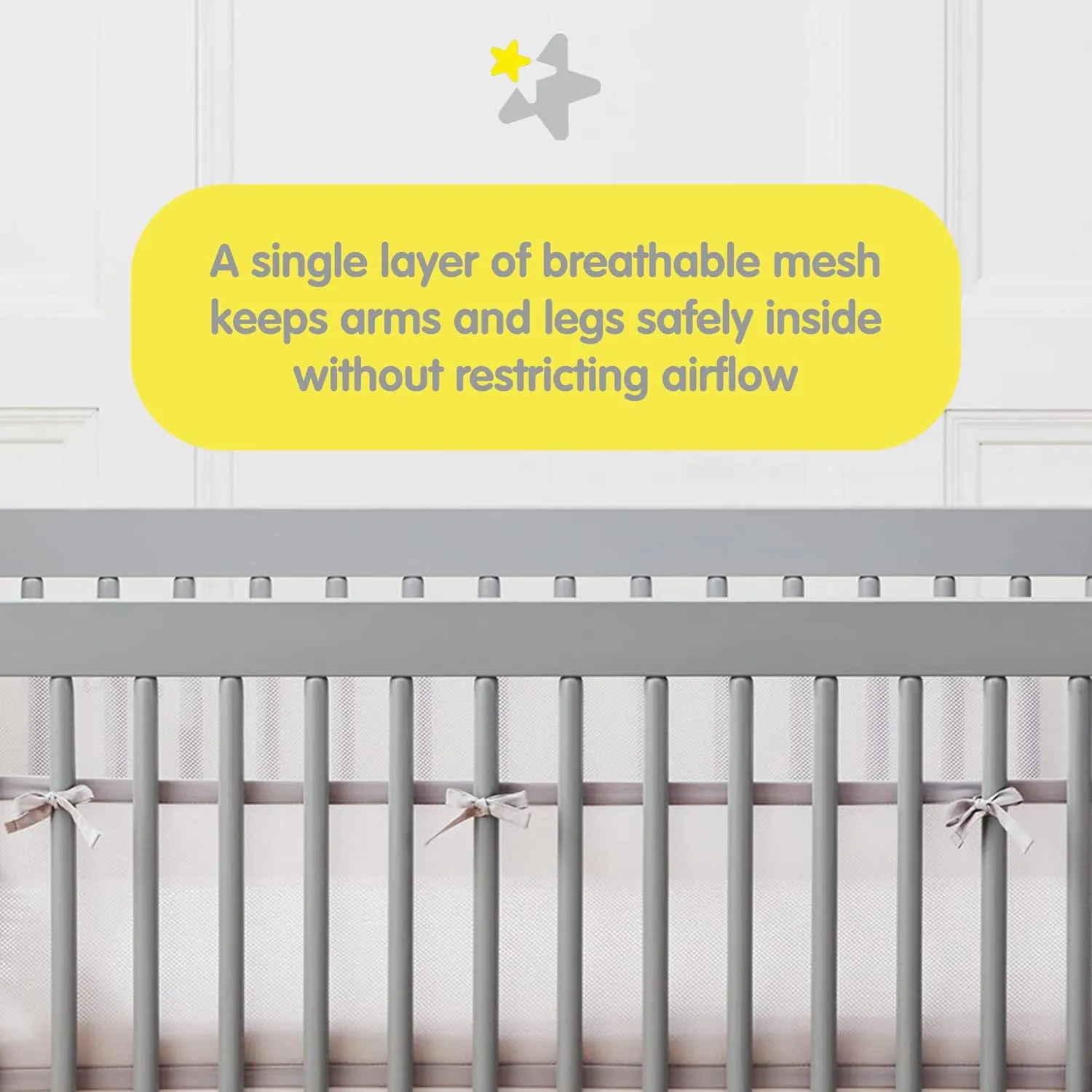 BreathableBaby Breathable Mesh Liner for Full-Size Cribs, Classic 3mm Mesh, Little Whale Navy (Size 4FS Covers 3 or 4 Sides)
