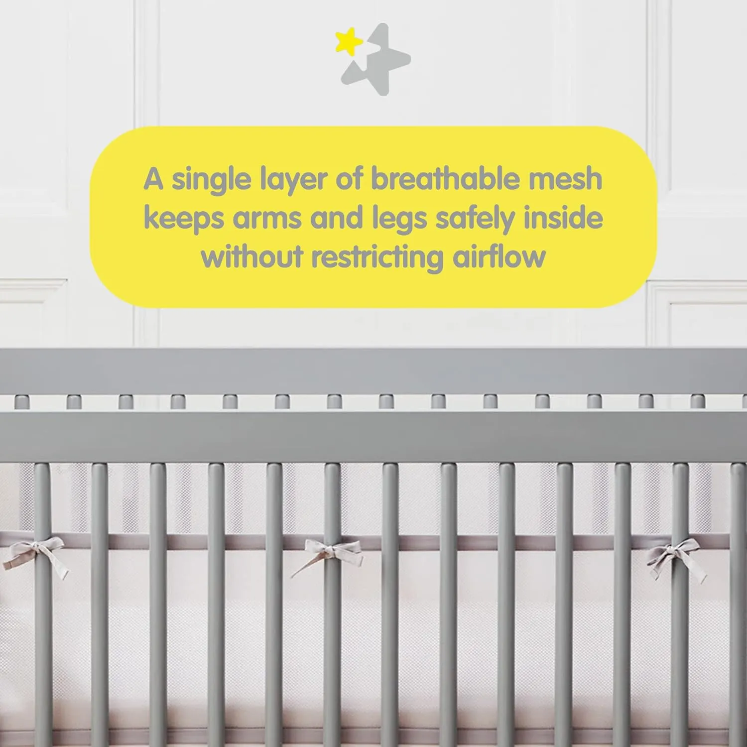 BreathableBaby Breathable Mesh Liner for Full-Size Cribs, Sheer Deluxe 5mm Mesh, Clouds (Size 4FS Covers 3 or 4 Sides)