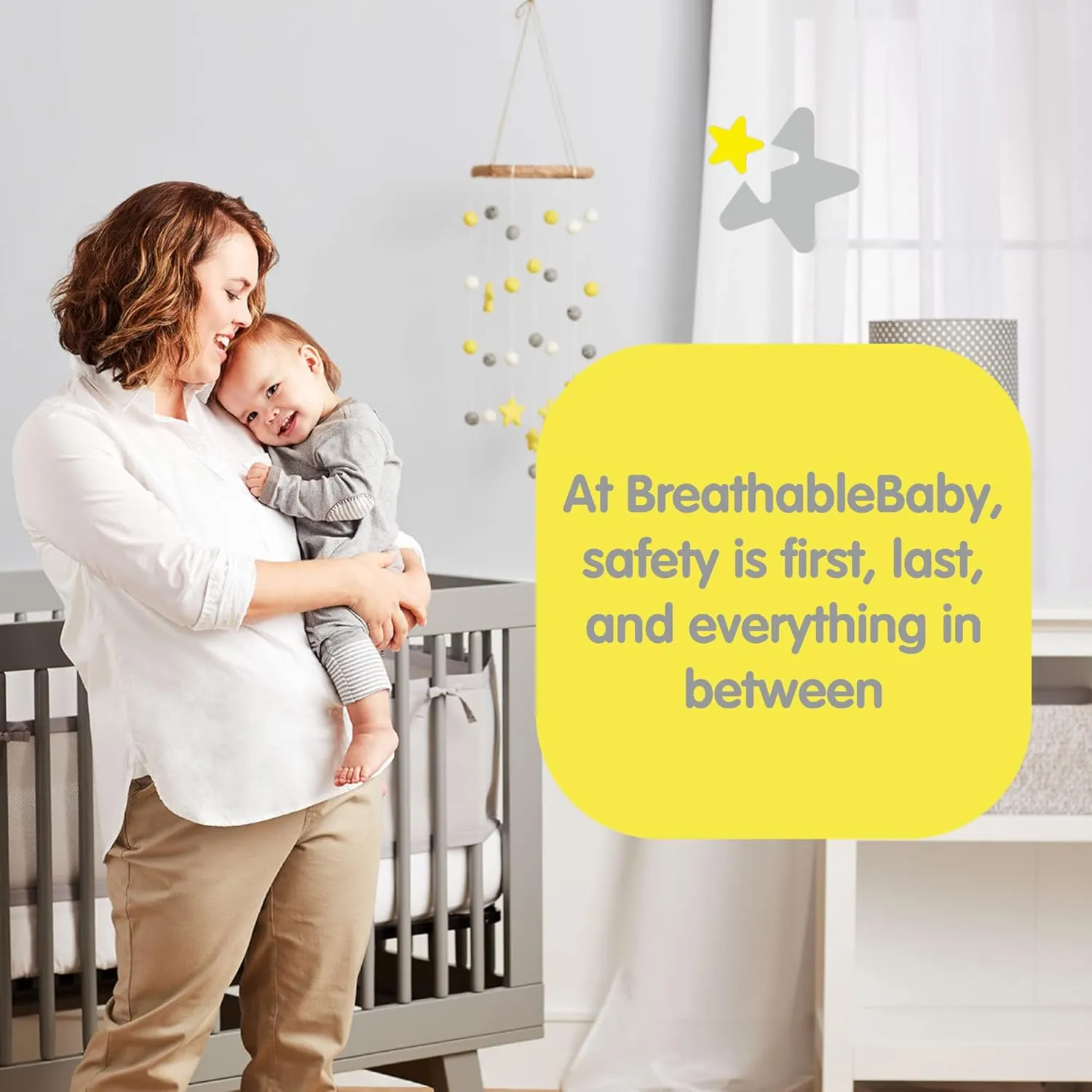 BreathableBaby Breathable Mesh Liner for Full-Size Cribs, Sheer Deluxe 5mm Mesh, Scallops (Size 4FS Covers 3 or 4 Sides)