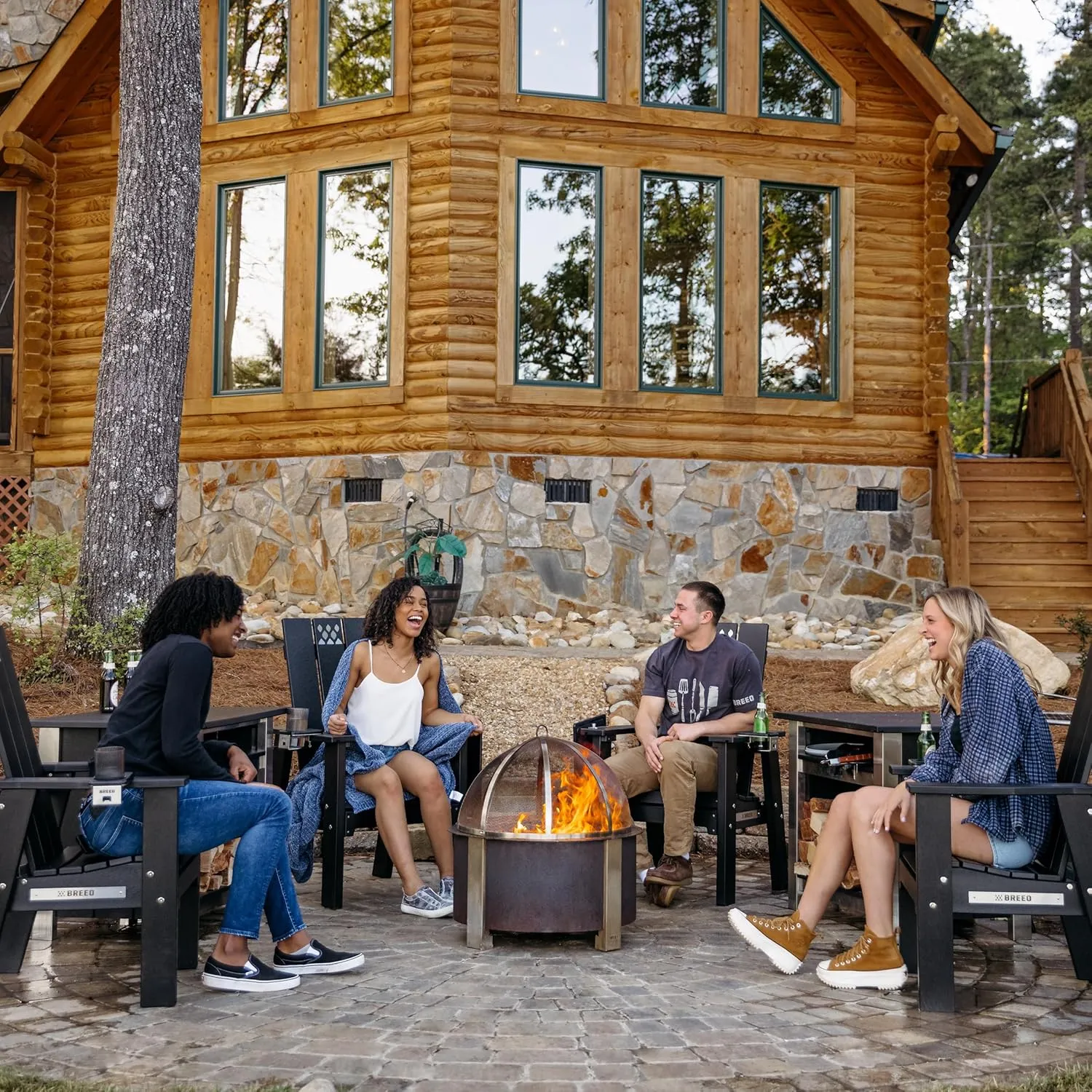Breeo Smokeless FIrePit (X Series 24, Corten Steel) - 27.5" Smokeless Fire Pit for Outside - 62 lbs - Ideal for Families - Compatible with Wide Range of Breeo Accessories - Gifts for Dad