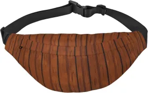 Brown Wood Pattern Men'S And Women'S Waist Pack, Crossbody Bag With Adjustable Belt For Running, Traveling, Sports, Hiking