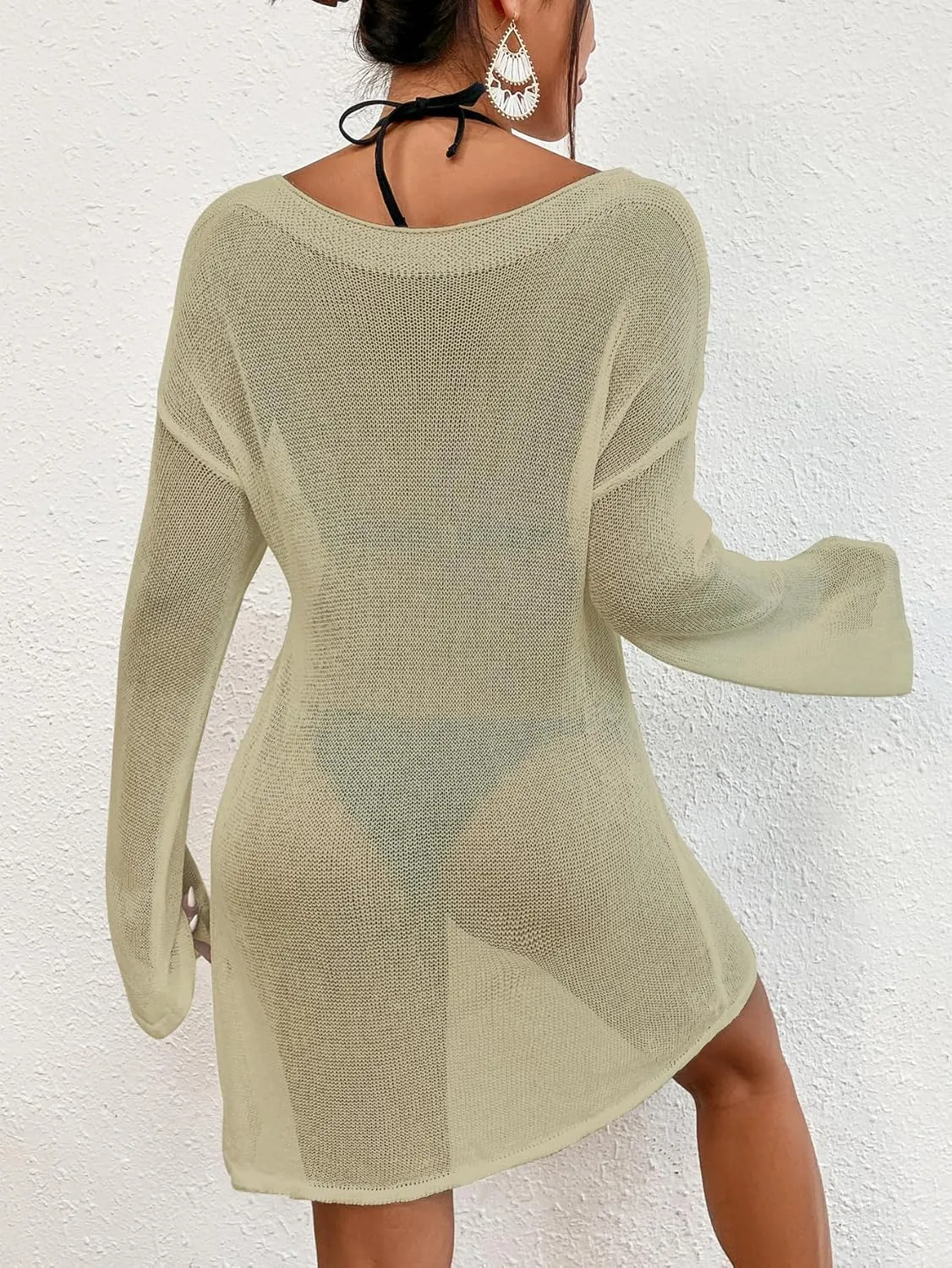 Bsubseach Crochet Cover Ups for Women Bathing Suit Cover Up Dress Mesh Beach Top
