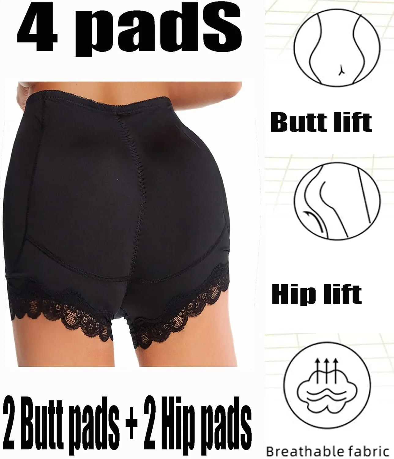 Butt Pads for Bigger Butt Enhancer Lifter Hip and Butt Padded Shapewear Hip Pads Padded Underwear Booty Shaper for Women