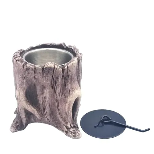 CALANDIS® Tabletop Fireplace Tree Stump Burning Fire Bowls for Terraces Gardens Camping Deep Brown | 1Set Tabletop Fire Pit