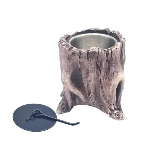 CALANDIS® Tabletop Fireplace Tree Stump Burning Fire Bowls for Terraces Gardens Camping Deep Brown | 1Set Tabletop Fire Pit