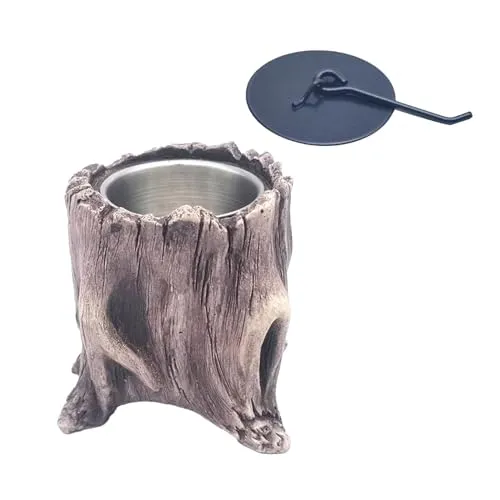 CALANDIS® Tabletop Fireplace Tree Stump Burning Fire Bowls for Terraces Gardens Camping Deep Brown | 1Set Tabletop Fire Pit
