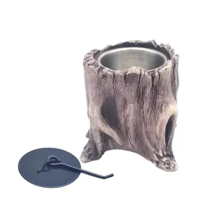 CALANDIS® Tabletop Fireplace Tree Stump Burning Fire Bowls for Terraces Gardens Camping Deep Brown | 1Set Tabletop Fire Pit