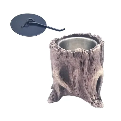 CALANDIS® Tabletop Fireplace Tree Stump Burning Fire Bowls for Terraces Gardens Camping Deep Brown | 1Set Tabletop Fire Pit