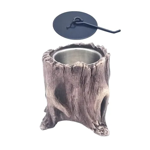 CALANDIS® Tabletop Fireplace Tree Stump Burning Fire Bowls for Terraces Gardens Camping Deep Brown | 1Set Tabletop Fire Pit