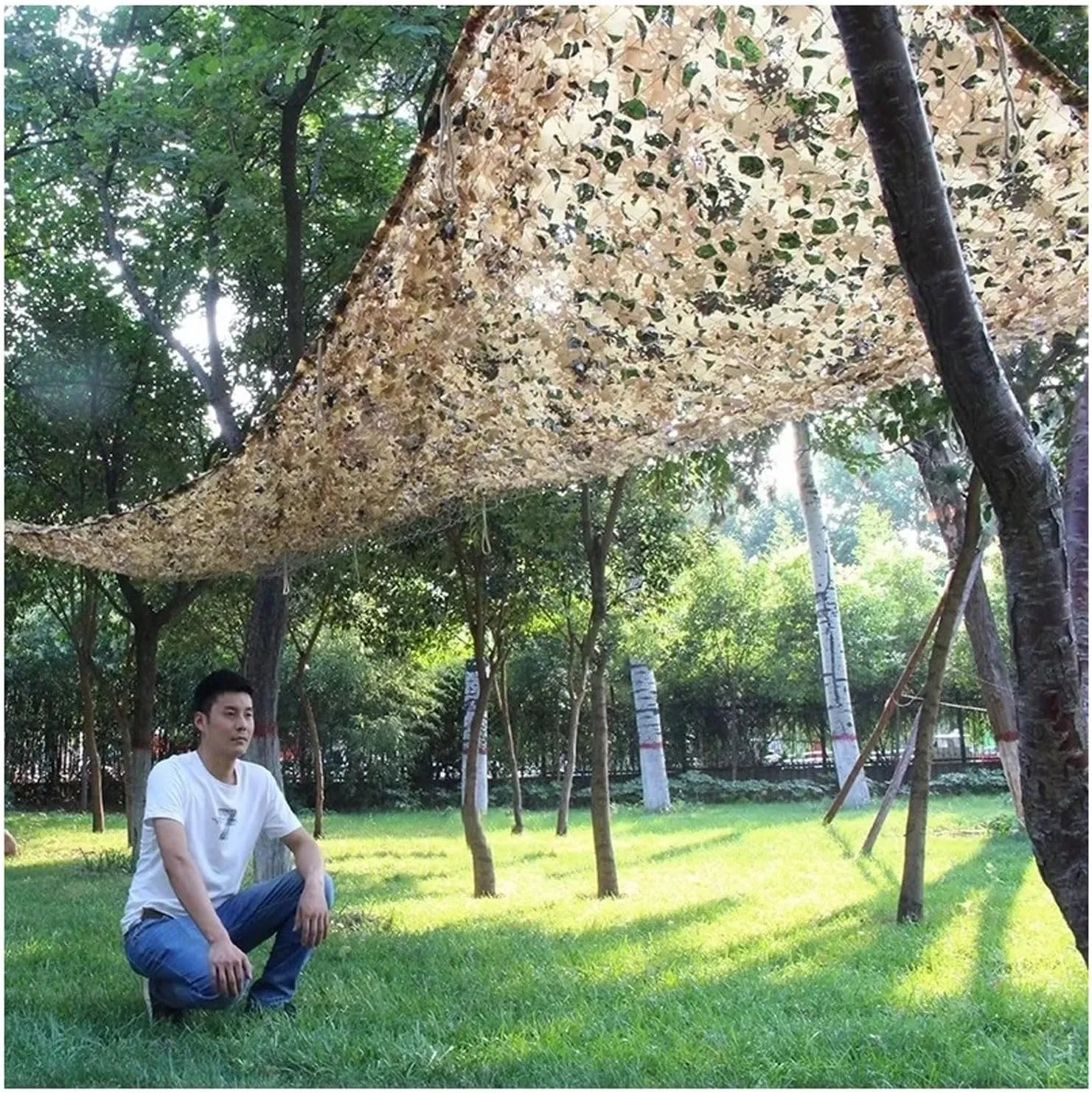 Camouflage Netting Woodland Army Training Camo Netting for Hunting Camping Car Cover and Outdoor Army Sunshade Mesh Garden Party Tent Patio Shade Outdoor Sun Canopy Nets (Size : 3m x 5m)