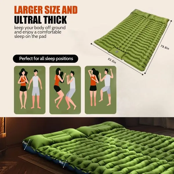 CampEase Built-in Foot-Pump Double Air Mattress with Built-In Pillow