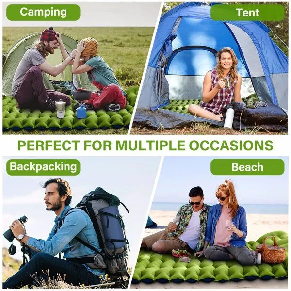 CampEase Built-in Foot-Pump Double Air Mattress with Built-In Pillow