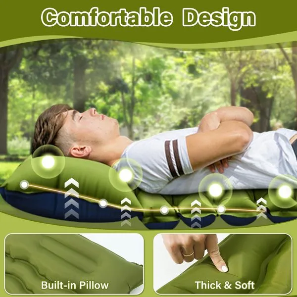 CampEase Built-in Foot-Pump Double Air Mattress with Built-In Pillow