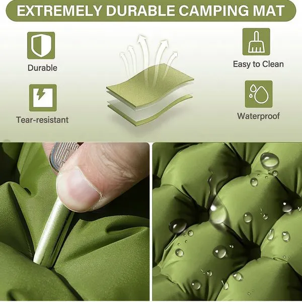 CampEase Built-in Foot-Pump Double Air Mattress with Built-In Pillow