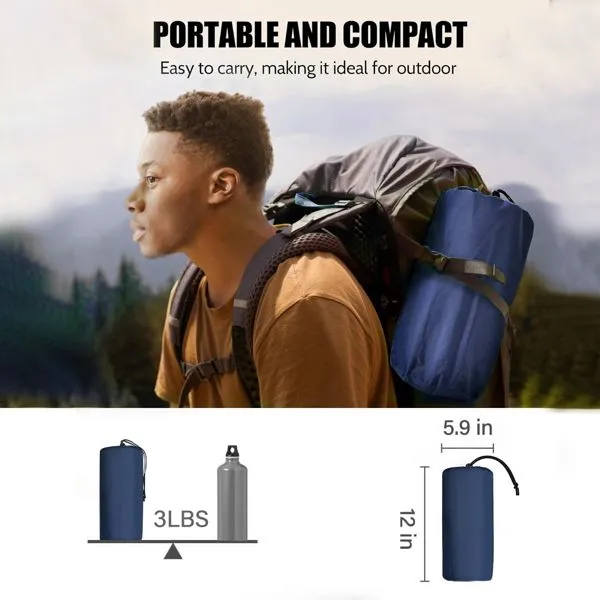 CampEase Built-in Foot-Pump Double Air Mattress with Built-In Pillow