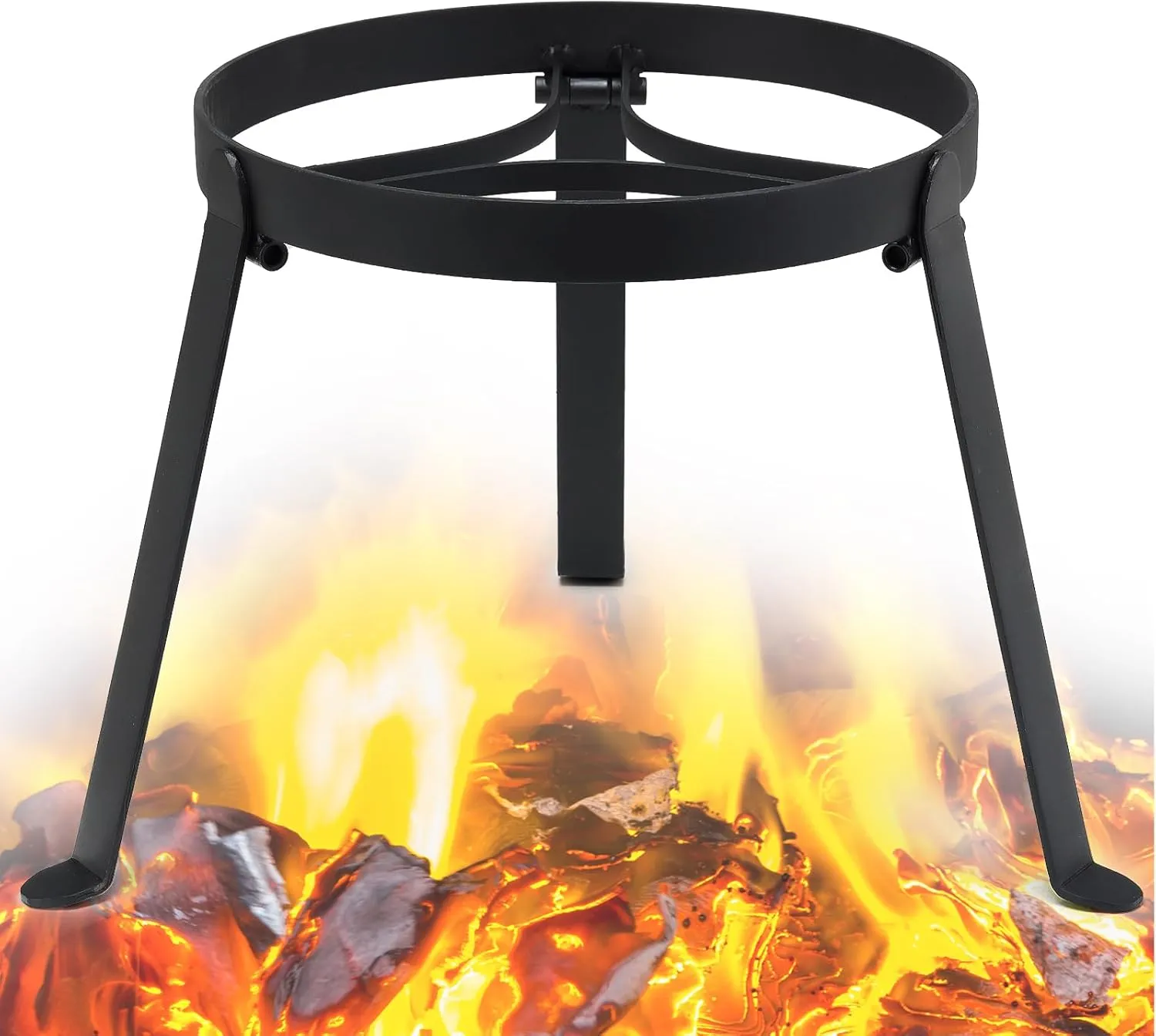 Campfire Tripod & Cooking Equipment - Heavy Duty Outdoor Fire Pit Stand, Portable Cast Iron Camping Open Fire Tripod Grill for Dutch Oven, Lodge, Firepit